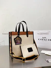 在飛比找Yahoo!奇摩拍賣優惠-全館免運 COACH 蔻馳豹紋拼色手提包單肩包托特包單肩女包