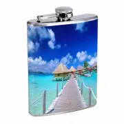 Ocean View D1 8oz Stainless Steel Hip Flask