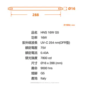 歐司朗 OSRAM PURITEC HNS UV-C 16W T5 殺菌燈管 官方直營店