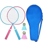 KH Shuttlecock Set Badminton Racket Set 2-4 Players for Adults Children, Lightweight and Sturdy Racket, Shuttlecocks and Carry Bag Included