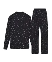 Long-Sleeved Pajamas And Pants Two-Piece Set XXS,XXXL Washed Onyx Ski Print