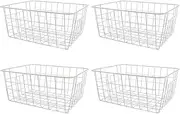 Alunsito Freezer Organizer Bins 4 Pcs Stackable Wire Basket Metal Pantry Storage Baskets Freezer Baskets for Chest Freezer, Upright Freezer