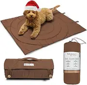 Portable Outdoor Dog Bed Mats - Waterproof & Foldable Pet Bed for Travel, Camping, Grooming & Training - 100x80cm with Carry Bag - Durable, Washable & Lightweight Dog Mat for Sleeping - Brown