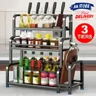 3 Tiers Kitchen Organiser Spice Rack Storage Seasoning Stand Shelf Holder Kits