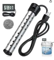 2000W Immersion Water Heater with LCD Thermometer, Steel Guard, Portable & Fast
