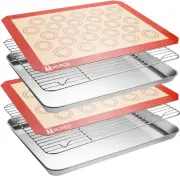 Stainless Steel Baking Sheet Tray Cooling Rack, Silicone Baking Mat Set, Cookie