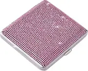[Lorxilar] Cigarette Case Metal for Women Men Cigarette Holder Crystal Glitter Cigarette Box for 20 Cigarettes,One Size,Pink