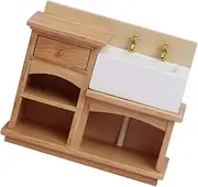 TOYANDONA Wooden Miniature Bathroom Sink 1:12 Scale Dolly House Decor Playhouse Toilet Sink Model for Decorative Toy