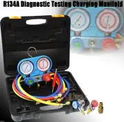 R134A A/C DIAGNOSTIC TESTING CHARGING MANIFOLD GAUGE HVAC METER W/ 5FT HOSES