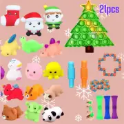 21 pcs Random Christmas sensory pop bubble & fidget hand toy set