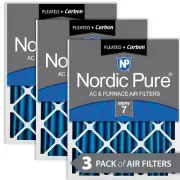 Nordic Pure 16x30x2 Pleated Air Filters MERV 7 Plus Carbon 3 Pack