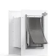 Baboni Pet Door for Wall, Steel Frame and Telescoping Tunnel, Aluminum Lock, Double Flap Dog Door and Cat Door, Strong and Durable (Pets Up to 12 Lb) -Small