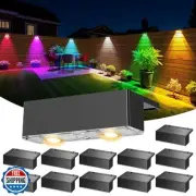 NIORSUN 12 Pack Solar Fence Lights, LED Outdoor Lights, Warm White + RGB, IP4