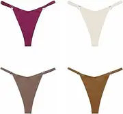 [ZISTRCBAO] Pack of 4 Cotton Thong Women's Sexy G-String - Hipster Plus Size Ice Silk Underpants Thongs Set,Women's Loving Heart Buckle Thong Underwear