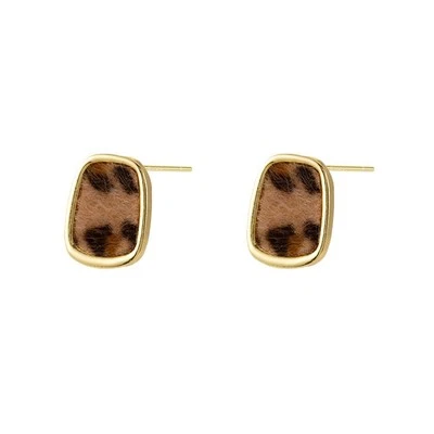 Dainty Leopard Print Stud Earrings for Women Vintage Minimalist Gold Plated Geom