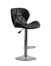 Set Of 2 Barstools Modern Tufted Back Adjustable PU Leather Swivel Bar Stools