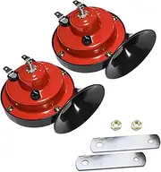 Car Horn, Super Loud Train Horns, Waterproof Air Horns, Snail horn, High Tone Horn, 12V Electric Snail Horn, Car Accessories Snail Horn Suitable for Car, Motorcycle, Truck, Bike (Red)