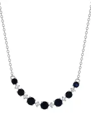 Silver Lab-Grown Diamond & Gemstone Necklace