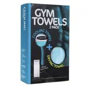 2PK Jason Sports Gym Drying/Cooling Outdoor Towel Set w/ Reusable Tube Aqua
