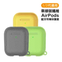 在飛比找momo購物網優惠-AirPods1 AirPods2 藍牙耳機車線碳纖維時尚造