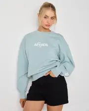 [Afends] Afends Women's Frolic Recycled Sweatshirt in Ether Blue Size Large L Ether Blue