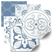 [Namly Design] Tiles Sticker - Fineline Pastel Blue Green / 24 pcs