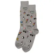 Hotsox Stickers Socks, Grey Heather, 1 Pair, Men Shoe 6-12.5