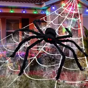 FOHOA Spider Web Halloween Decorations Feet Giant Triangular Spider Web Plus a Fake Big Spider
