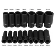 16Pcs 1/2 Inch Drive Air Hex Bit Socket Set Repair Tool Kit 10MM-32MM