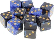 Colaxi 10-Pack Colorful Dice Set for Fun Tabletop Gaming, Blue Black, as described