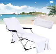 Sun Lounger Towel in Bag with Pockets Storage, 2025 New Sun Lounger Towel in Bag with Pockets Storage, Absorbent, Quick Drying (White)