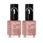 2x Rimmel Super Gel Nail Polish 12ml 033 R&B Rose