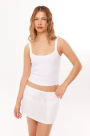 [Supré] Supré - Henley Relaxed Linen Mini Skirt - Summer white 16 SUMMER WHITE