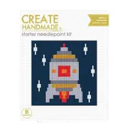 Create Handmade Needlepoint Kit Kids Spaceship 15x15.5cm