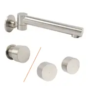 Brushed Nickel Round Swivel Wall Bath Spout Basin Mixer Faucet Water Outlet Hot Cold Tap
