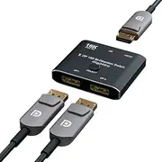 Displayport 16K Bi-Direction Switch，16K@60Hz;4K@240Hz DisplayPort Splitter 2 in 1 Out 1 in 2 Out Splitter Converter for Multiple Source and displays