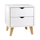 Artiss 2 Drawer Wooden Bedside Table Nightstand Side Storage Tables White