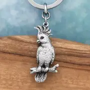 Cockatoo Souvenir Pewter Keyring Keychain Australiana Gift, Australian Made