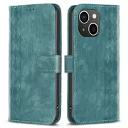 For iPhone 15 Plus Mobile Phone Case Stand Wallet Imprinted Rhombus PU Leather Cell Phone Cover