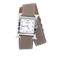 在飛比找ETMall東森購物網優惠-HERMES HEURE H MM 銀色錶殼雙圈手錶(26m