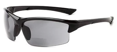 Incredible Bargains Foster Bifocal Sun Wrap Reading Sunglasses Black/Grey +1.50