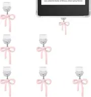 6 Pcs Charms for Kindle, Bow Dust Plug Charm For Kindle For Type C Charging Port