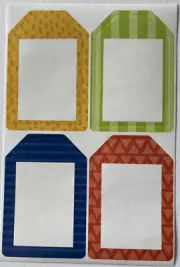 COLORFUL LABEL Stickers (4pc)Jot•Printed shapes•Tags •Journaling•Card making•