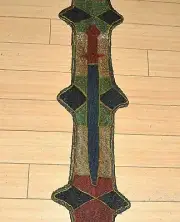 African Yoruba Tribe Beadwork Sash W Sword Motif Intricate Wall Hanging, Nigeria