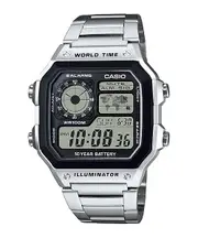 Casio World Timer Silver Men's Watch AE1200WHD-1A Resin 4971850968795