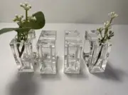 Set of 4 - CLEAR LUCITE Acrylic Napkin Rings Holders Flowers Bud Vase MCM RETRO