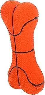 TOBBOMEY Latex Dog Chew Durable Squeaky Bones Shaped Basketball for Interactive Play Cleaning Pet for Small Puppies and Dogs