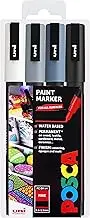 Posca PC-3M Paint Marker Art Pens - 0.9-1.3mm – Grey Tones Set of 4 Pens in Wallet