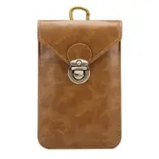 6 Inch Universal Fashionable Vertical Crazy Horse Texture Three Layers Multi-Function Leather Case / Waist Bag