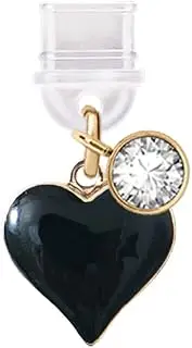 ELISE & FONDA TP395 Type-C USB Charging Port Anti Dust Plug Love Heart Cell Phone Charm for iPhone 15 /Samsung/OnePlus/Xiaomi/oppo Android Phones (Black), approx.1.6 cm (L) x 0.3 cm (D) x 1.7 cm (H),